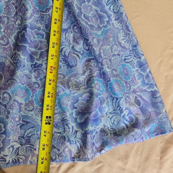 Vintage 70s Womens Boho Midi Dress M Purple Floral Fairy Bloom Pastels - Picture 9 of 9